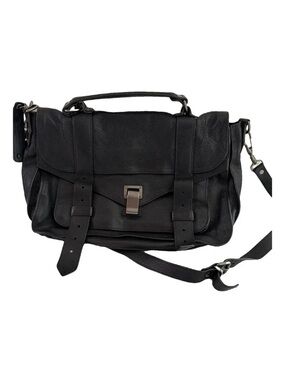 Proenza Schouler ps1 large Black Leather Shoulder Bag with Silver Push-Lock